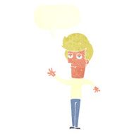 cartoon bored man waving with speech bubble N9