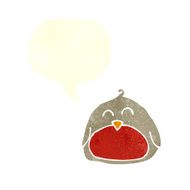 funny cartoon christmas robin with speech bubble N5