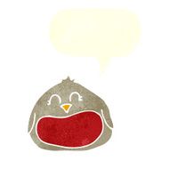 funny cartoon christmas robin with speech bubble N7