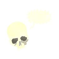 cartoon spooky old skull with speech bubble N6