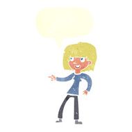 cartoon girl pointing with speech bubble N27