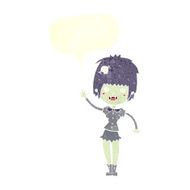 cartoon waving vampire girl with speech bubble N20