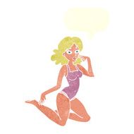 cartoon woman in lingerie with speech bubble N50