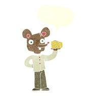 cartoon mouse holding cheese with speech bubble N10