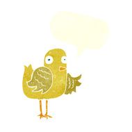 cartoon bird waving wing with speech bubble N10