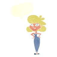 cartoon girl with hands on hips speech bubble N20