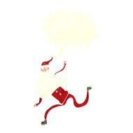 cartoon running santa with speech bubble N11