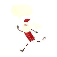 cartoon running santa with speech bubble N12