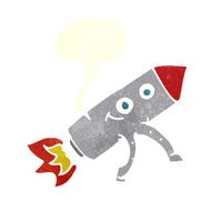 cartoon happy rocket with speech bubble N10