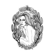 Girl in a grass hand drawn and traced