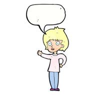 cartoon happy woman with speech bubble N258