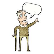 cartoon old man with walking stick speech bubble N9