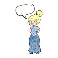 cartoon pretty victorian woman with speech bubble N10