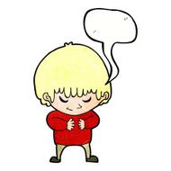 cartoon shy boy with speech bubble N21