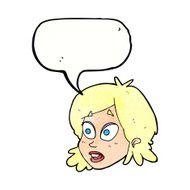 cartoon female face with surprised expression speech bubble N21