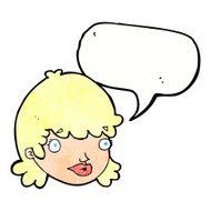 cartoon female face with surprised expression speech bubble N22