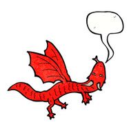 cartoon little dragon with speech bubble N6