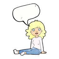 cartoon happy woman with speech bubble N260