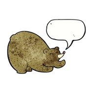 cartoon stretching bear with speech bubble N3