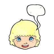 cartoon happy female face with speech bubble N190