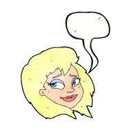 cartoon happy female face with speech bubble N195