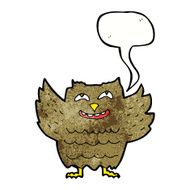 cartoon happy owl with speech bubble N11