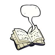 cartoon open book with speech bubble N3
