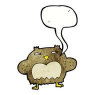 cartoon suspicious owl with speech bubble N11