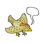 cartoon garden bird with speech bubble N39