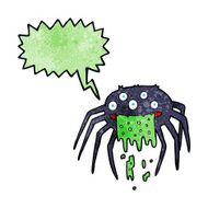 cartoon gross halloween spider with speech bubble N20