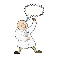 cartoon mad scientist with speech bubble N11