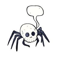cartoon spooky halloween skull spider with speech bubble N11