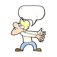 cartoon annoyed man gesturing with speech bubble N10