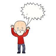 cartoon bearded man panicking with speech bubble N11