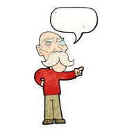 cartoon annoyed old man pointing with speech bubble N11