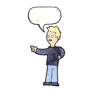cartoon shocked boy pointing with speech bubble N11