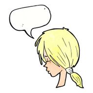 cartoon girl looking speechful with speech bubble N3