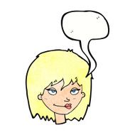 cartoon smiling woman with speech bubble N11