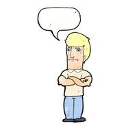 cartoon annoyed man with folded arms speech bubble N21