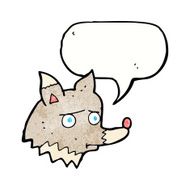 cartoon unhappy wolf with speech bubble N3