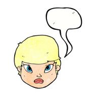 cartoon serious face with speech bubble N11
