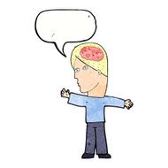 cartoon man with brain speech bubble N11
