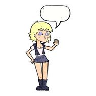 cartoon cool girl with speech bubble N30