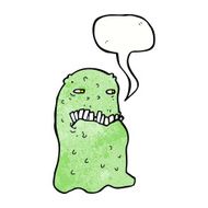 cartoon gross ghost with speech bubble N47