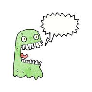 cartoon gross ghost with speech bubble N48