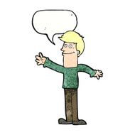cartoon happy man waving with speech bubble N41