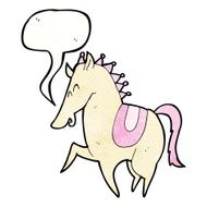 cartoon prancing horse with speech bubble N7