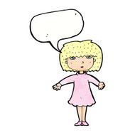 cartoon surprised woman with speech bubble N247