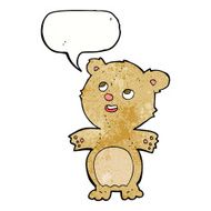 cartoon happy little teddy bear with speech bubble N7