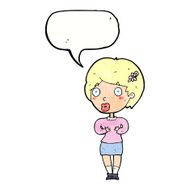 cartoon surprised woman with speech bubble N248
